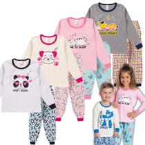 1 Pijama Infantil De Menina Feminino Algodão Meia Estação - Paty Shop