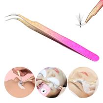 1 Pinça Curvada Colorida Para Extensão Cílios Fio A Fio Volume Russo Egípcio