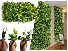1 Placa de Folhagem Artificial Permanente Decoração de Parede Painel Decorativo Verde 3D Realista