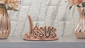1 Placa Jesus Porcelana LINDA + 1 Bandeja Rose Gold Decoração Enfeite - LINDO KIT