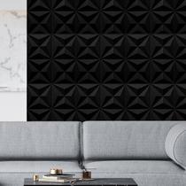 1 Placa Revestimento de PVC Bruxelas Preta Alto Relevo 50cm X 50cm Decorativa Quarto Sala