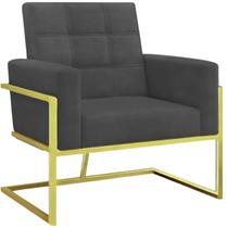 1 Poltrona Base de Ferro Dourado Cadeira para Sala de Estar Sala de Espera Recepção Escritório Manicure