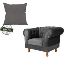 1 Poltrona Chesterfield Duque + 1 Almofada Suede Cinza Chumbo sala de estar/Recepção 1 Poltrona Chesterfield Duque + 1 Almofada Suede Cinza Chumbo sala de estar/Recepção