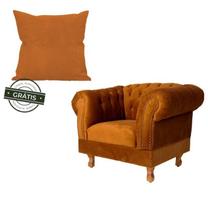 1 Poltrona Chesterfield Duque + 1 Almofada - Suede Terracota / sala de estar Recepção 1 Poltrona Chesterfield Duque + 1 Almofada - Suede Terracota / sala de estar Recepção