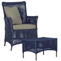 1 Poltrona e 1 Mesa Igapó em Alumínio Pintura Marrom Corda Náutica Estofado 8