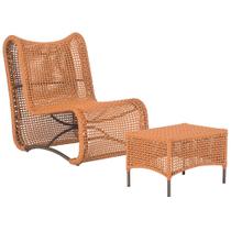 1 Poltrona e Mesa Texas em Alumínio Pintura Marrom Corda Náutica Trama Original