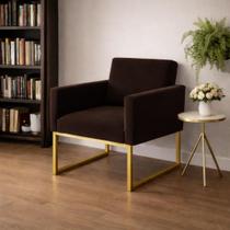 1 Poltrona para Recepção Lina com Base de Ferro Dourado Resistente