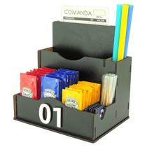 1 Porta Comanda Sachê Guardanapo Temperos Sal Canudo Palito Mdf Preto 1 Porta Comanda Sachê Guardanapo Temperos Sal Canudo Palito Mdf Preto