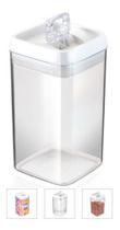 1 Pote Hermético Acrílico Quadrado 2,3 Lts Tampa Com Trava