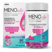 1 Pote Meno Aliv, 60 Cápsulas Menopausa, Óleo de Prímula, palma, linhaça, equilíbrio hormonal, ondas de calor, vitamina D E A K