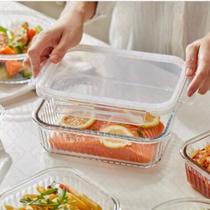 1 Pote Ondulado Retangular Vidro Lancheira Resistente 1520ml 1 Pote Ondulado Retangular Vidro Lancheira Resistente 1520ml