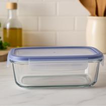 1 Pote Vidro Retangular Hermético Marmitas 4 Travas 1500 ML