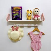 1 Prateleira coração rosa 60cm e 1 cabideiro formas infantil