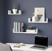 1 Prateleiras U 30cm Nicho MDF Branco Livros Decoração