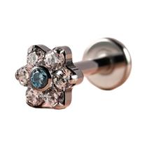 1 Prego de lábio de punção de dente interno embutido de zircão esculpido com precisão de titânio G23