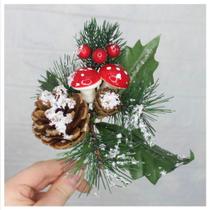 1 Ramo Cogumelo Decoração Natal Artificial Com Detalhes Branco 17cm 1 Ramo Cogumelo Decoração Natal Artificial Com Detalhes Branco 17cm