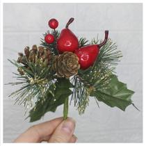 1 Ramo Pera Decoração De Natal Artificial Com Brilho 16cm