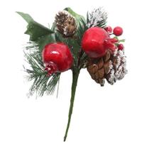 1 Ramo Romã Decoração De Natal Artificial Com Detalhes Branco 16cm