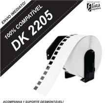1 Rolo Dk 2205 + 1 Suporte Desmontável - Etiqueta Compatível Dk 2205