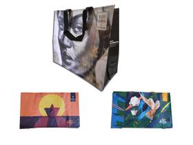 1 Sacola de Ráfia Média+ 2 Mini Estampas Sortidas Ecobag B4u