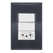 1 Simples + 1 Tomada 10A - Tramontina Liz Grafite / Branco