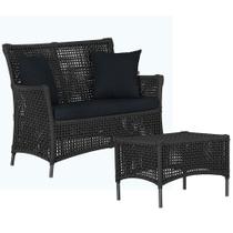 1 Sofá Área e Mesa Igapó Alumínio Pintura Preta Corda Náutica Estofado Impermeável Almofada 12 Trama