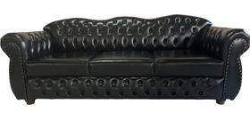 1 SOFÁ CHESTERFIELD CAPITONE IMPERATRIZ - TAMANHO 2.30M - CORANO PRETO / sala - recepção - barbearia - decoração - TV
