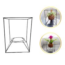 1 Suporte Aramado Preto Para Plantas Kokedamas E Suculentas