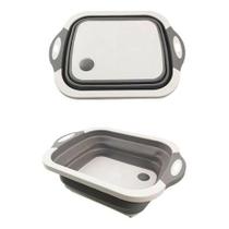 1 Tábua Bacia Cesta Retrátil Silicone Multifuncional 3 Em 1 1 Tábua Bacia Cesta Retrátil Silicone Multifuncional 3 Em 1