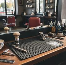 1 Tapete De Borracha Lâmina Antiderrapante Para Bancada De Barbearia Barbeiro Cabeleireiro