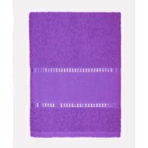 1 Toalha De Banho Barra Para Bordar Ponto Cruz 65X130 Roxo