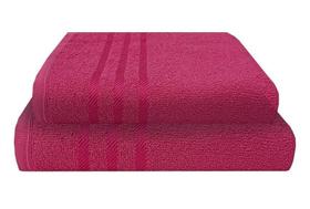 1 Toalha De Banho E 1 Rosto Pink 3 Barras 100% Algodão