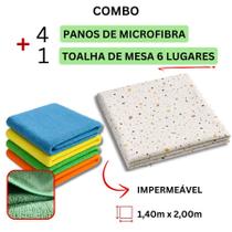 1 Toalha de Mesa Térmica 6 Lugares 2,00x1,40cm + 4 Panos de Microfibra Pia Limpeza 35x55cm 1 Toalha de Mesa Térmica 6 Lugares 2,00x1,40cm + 4 Panos de Microfibra Pia Limpeza 35x55cm