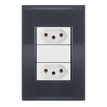 1 Tomada 10A + 1 Tomada 20A Tramontina Liz Grafite / Branco