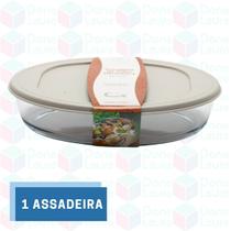 1 Travessa 3L Oval Tampa Sortida Grande Resistente Assados Forno