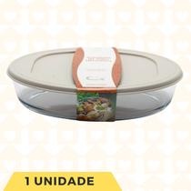 1 Travessa Assadeira Oval 1,6 L C/ Tampa Vidro Medio Forte