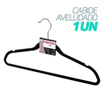 1 Un. Cabide Aveludado Plástico Antiderrapante Preto 45cm Pendurar Roupa