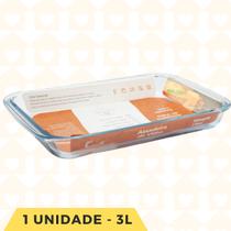 1 UN - Travessa Vidro Retangular 3L Vidro Resistente Cozinha