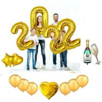 1 uni Balão numero metalizado dourado 45 cm fim de ano - Reveillon 2022