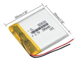 1 Unidade 303030 280mah 3mm X 30mm X 30mm 3,7v 2 Fios -