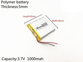 1 Unidade 504045 1000 Mah 3,7v 5mm X 40mm X 45mm Com 2 Fios