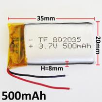 1 Unidade 802035 3,7v 500mah 8mm X 20mm X 35mm Com 2 Fios 1 Unidade 802035 3,7v 500mah 8mm X 20mm X 35mm Com 2 Fios