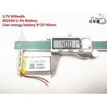 1 Unidade 802540 3,7v C/ 2 Fios 850mah 8mm X 25mm X 40mm