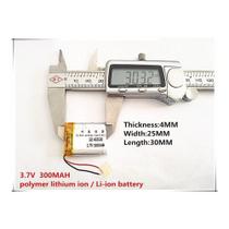 1 Unidade C/ 2 Fios 402530 3,7v 300mah 4mm X 25mm X 30mm -