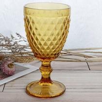 1 Unidade Taça De Vidro Efeito Abacaxi Dourada 300ml -Taca Transparente De Diamante Luxo Para Vinho Água Presente