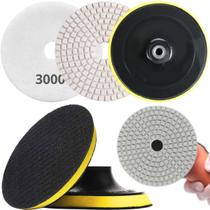 1 X Lixa 4 Pol. 100mm Diamantada + 1 Disco Prato Suporte Grão Polir Lixadeira Granito Mármore KaQi