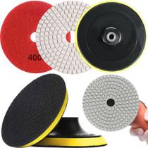 1 X Lixa 4 Pol. 100mm Diamantada + 1 Disco Prato Suporte Grão Polir Lixadeira Granito Mármore KaQi
