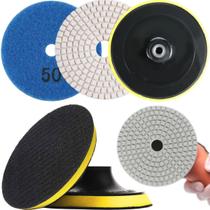 1 X Lixa 4 Pol. 100mm Diamantada + 1 Disco Prato Suporte Grão Polir Lixadeira Granito Mármore KaQi
