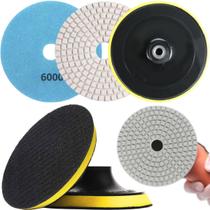 1 X Lixa 4 Pol. 100mm Diamantada + 1 Disco Prato Suporte Grão Polir Lixadeira Granito Mármore KaQi