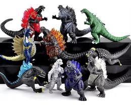 10 Action Figures Bonecos Godzilla Turma Vilões Raro Coleção - HKS